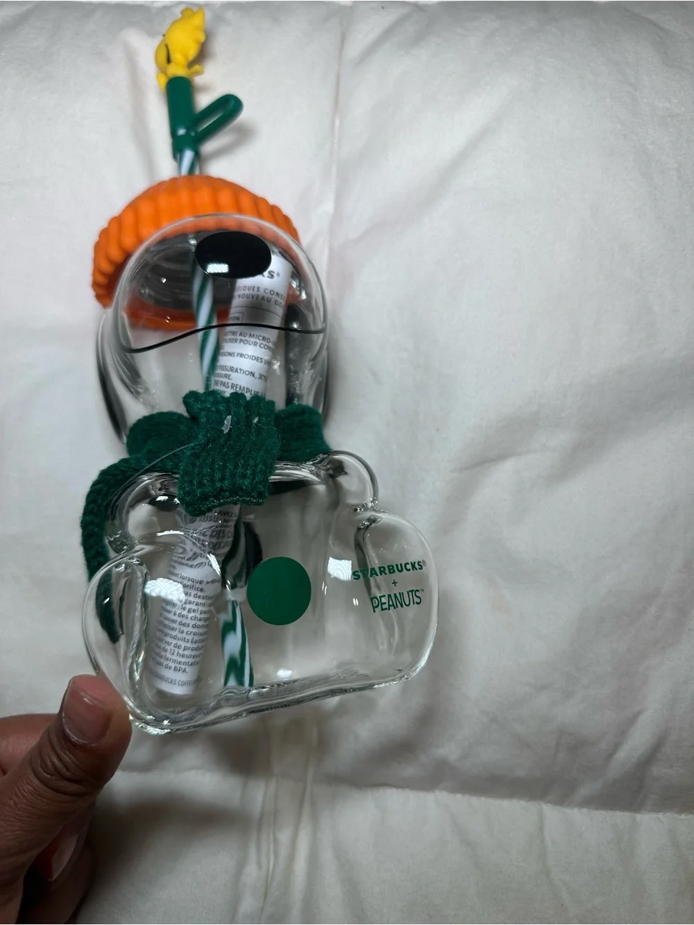 Starbucks x Peanuts glass cup Snoopy Straw
